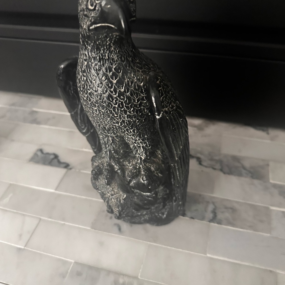 Elegant Black Bird Sculpture